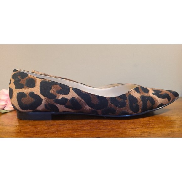 Marc Fisher Womens ANALIA Pointed Toe Ballet Flats Brown Black ANIMAL Size 6.5 - Picture 1 of 9